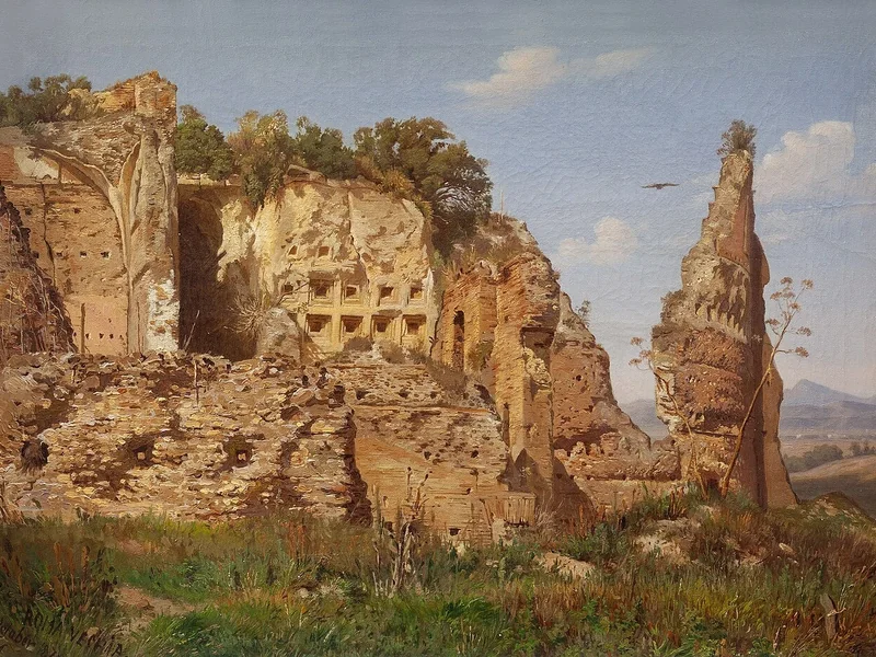 1851-Harald Adolf Nikolaj Jerichau - Paesaggio romano, Villa dei Quintili ved Via Appia, 1870